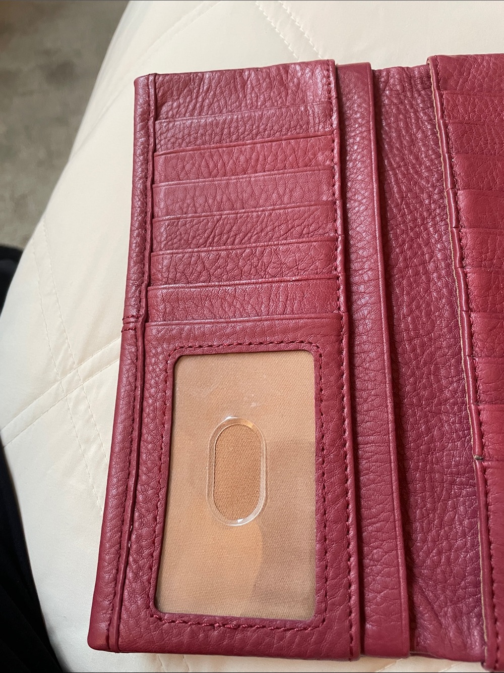 HOBO Leather Fold-Over Wallet in Deep Raspberry - Picture 3 of 6